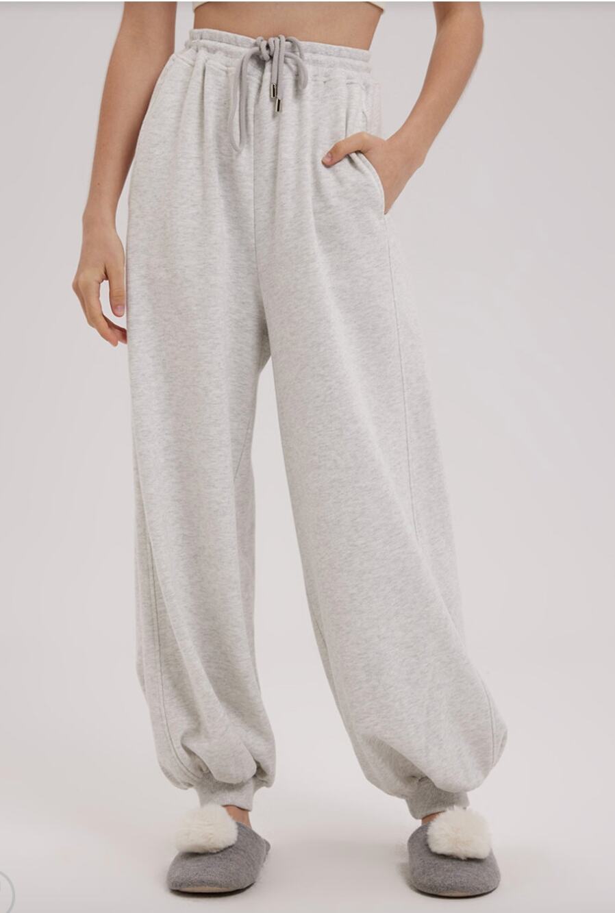 NAP Balloon Sweatpants Cotton Crop Ribbed Cuffs Drawstring Waistband Sz S Small